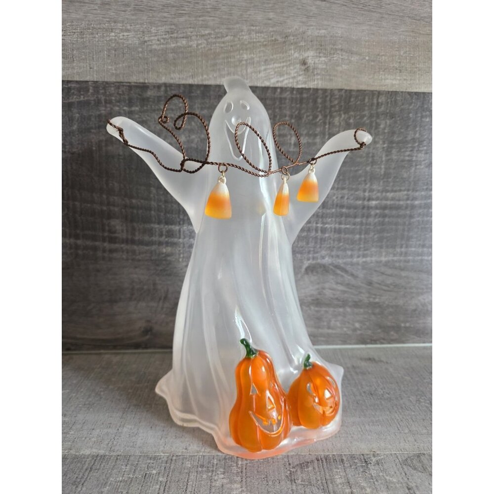2002 JC Penney Home Collection Acrylic Ghost Light W/Pumpkins Halloween